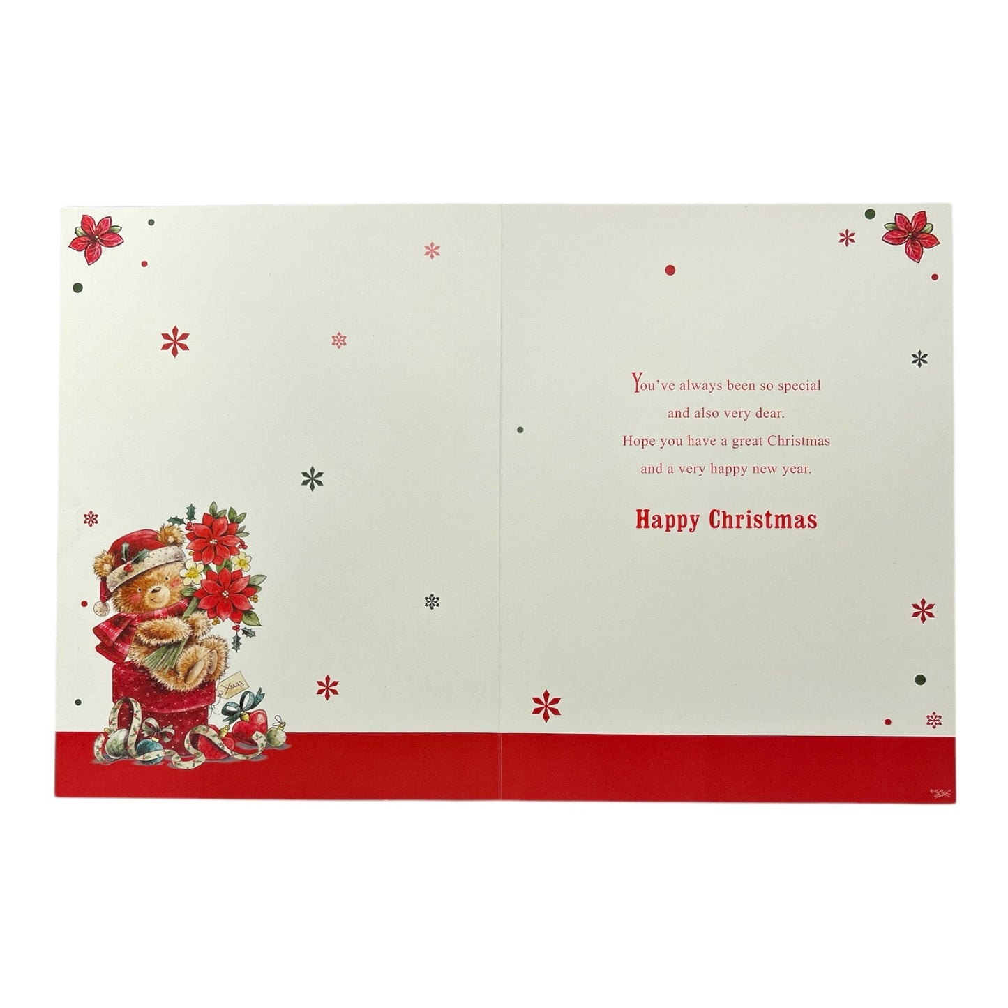 For Grandma Teddy With Flowers Design Christmas Card