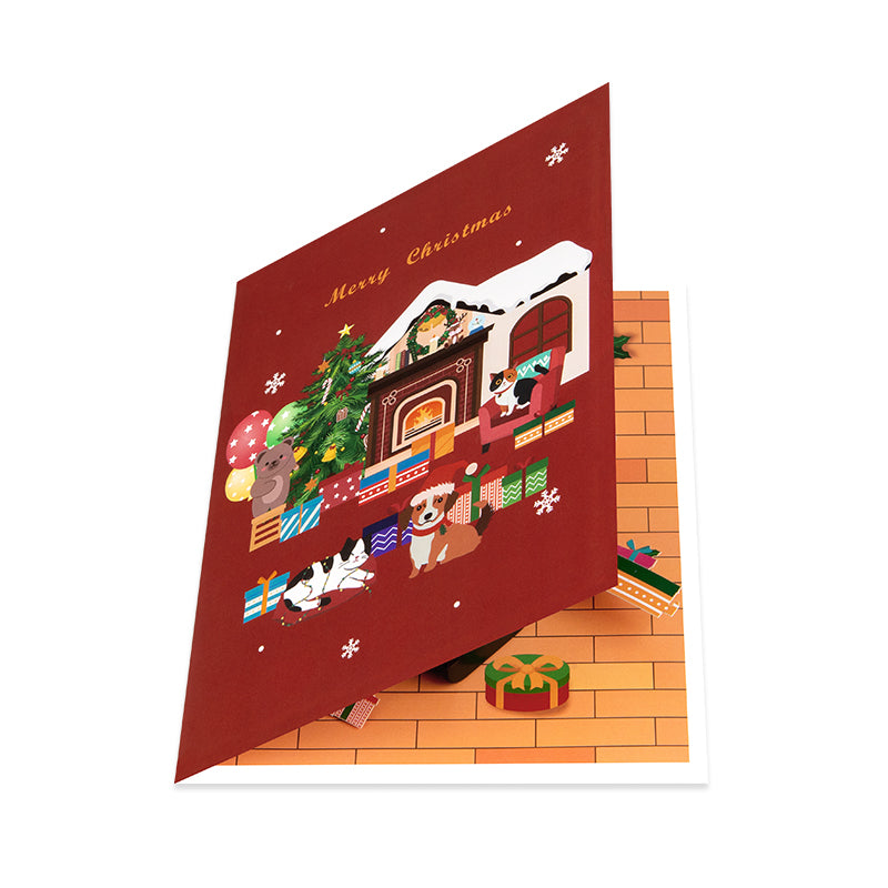 A Warm Xmas Eve Holiday 3D Pop Up Christmas Card