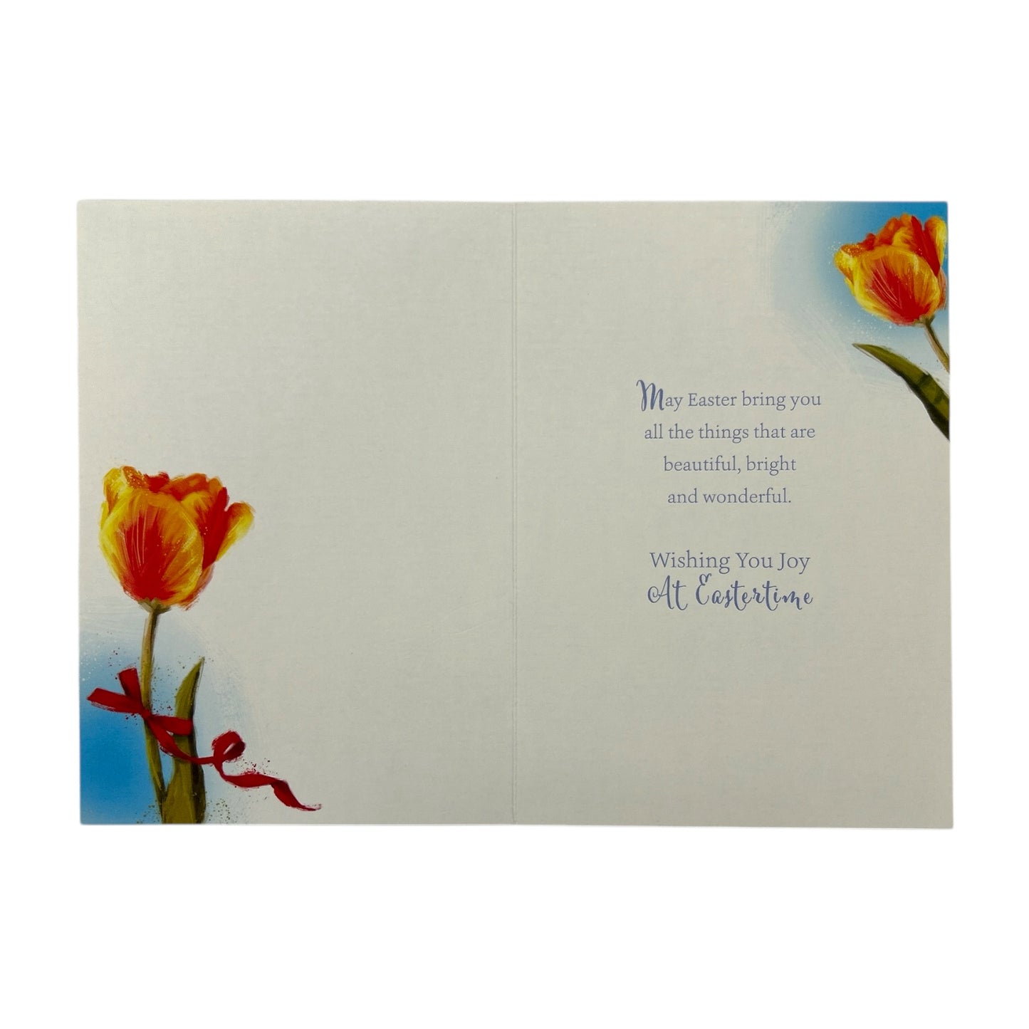 With Best Wishes Warm Thoughts Beautiful Yellow Tulip Flower Design Easter Card