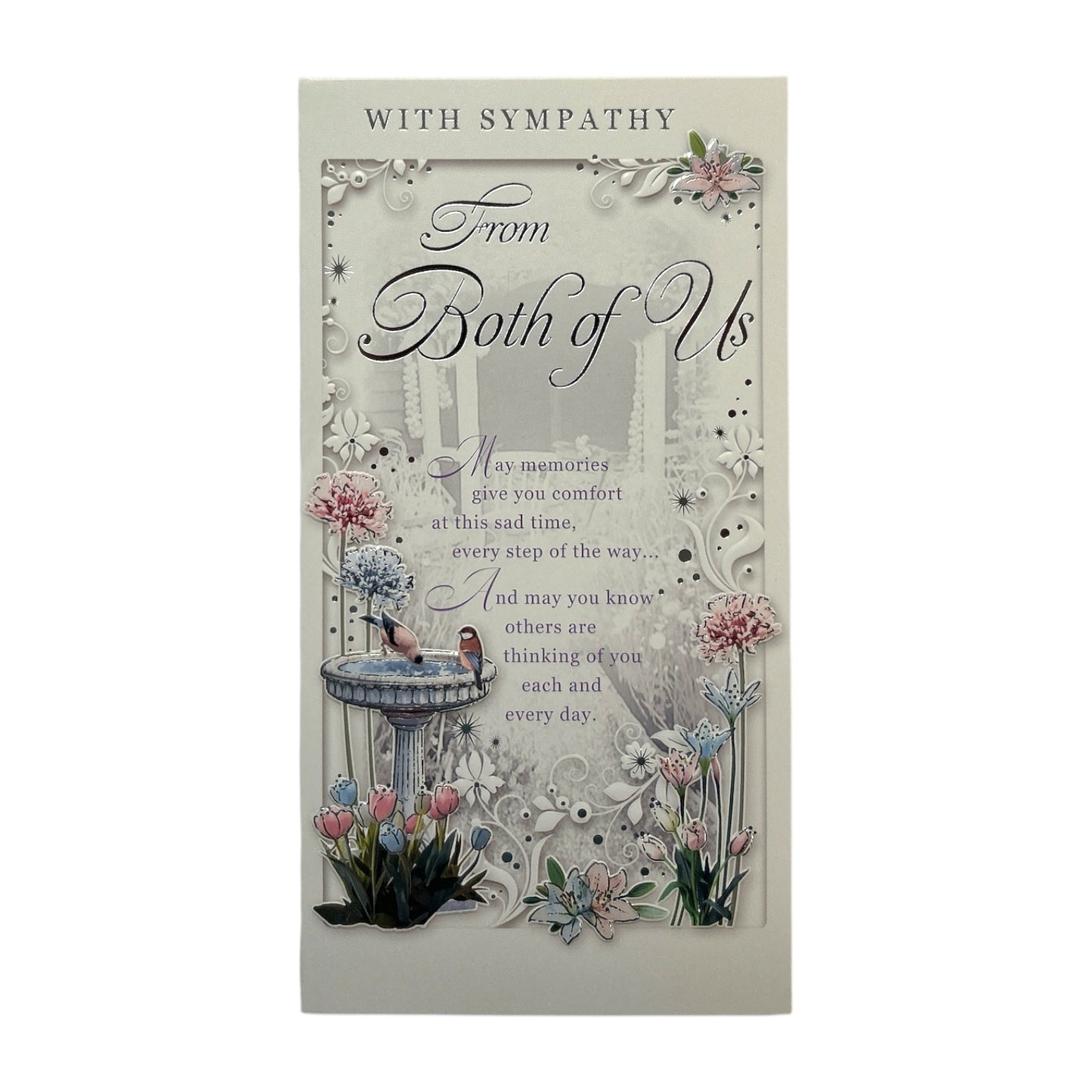 From Both of Us Birdbath Fountain Design Sympathy Opacity Card