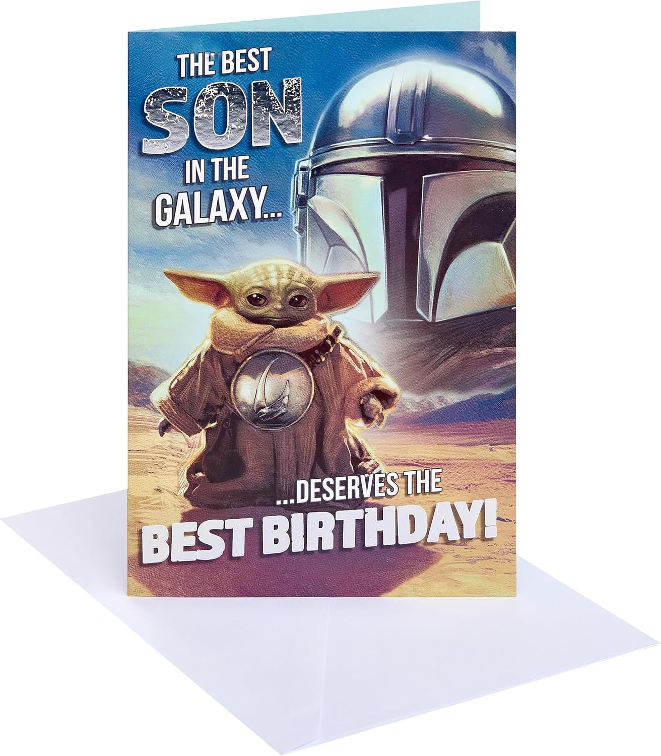 Star Wars Mandalorian and Grogu Design Son Birthday Card