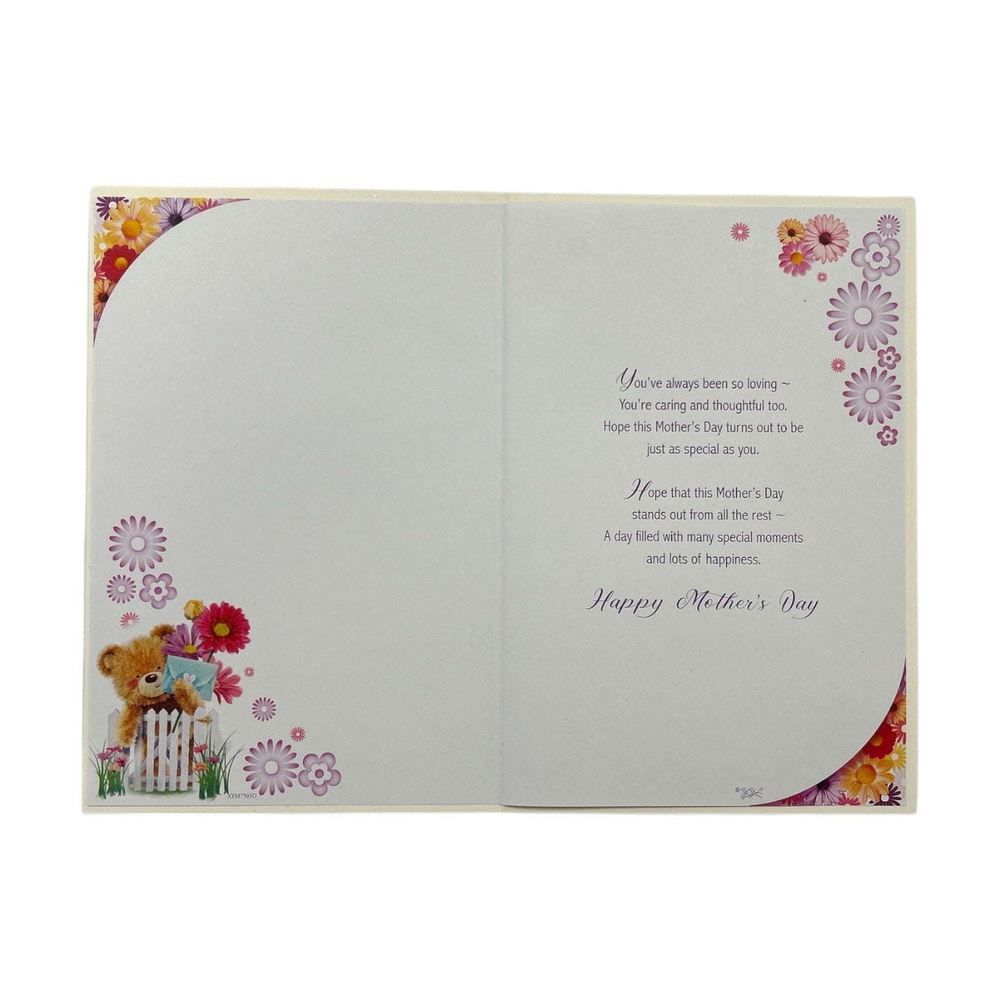 To My Wife Teddy With Envelope & Flowers Design Mother's Day Card