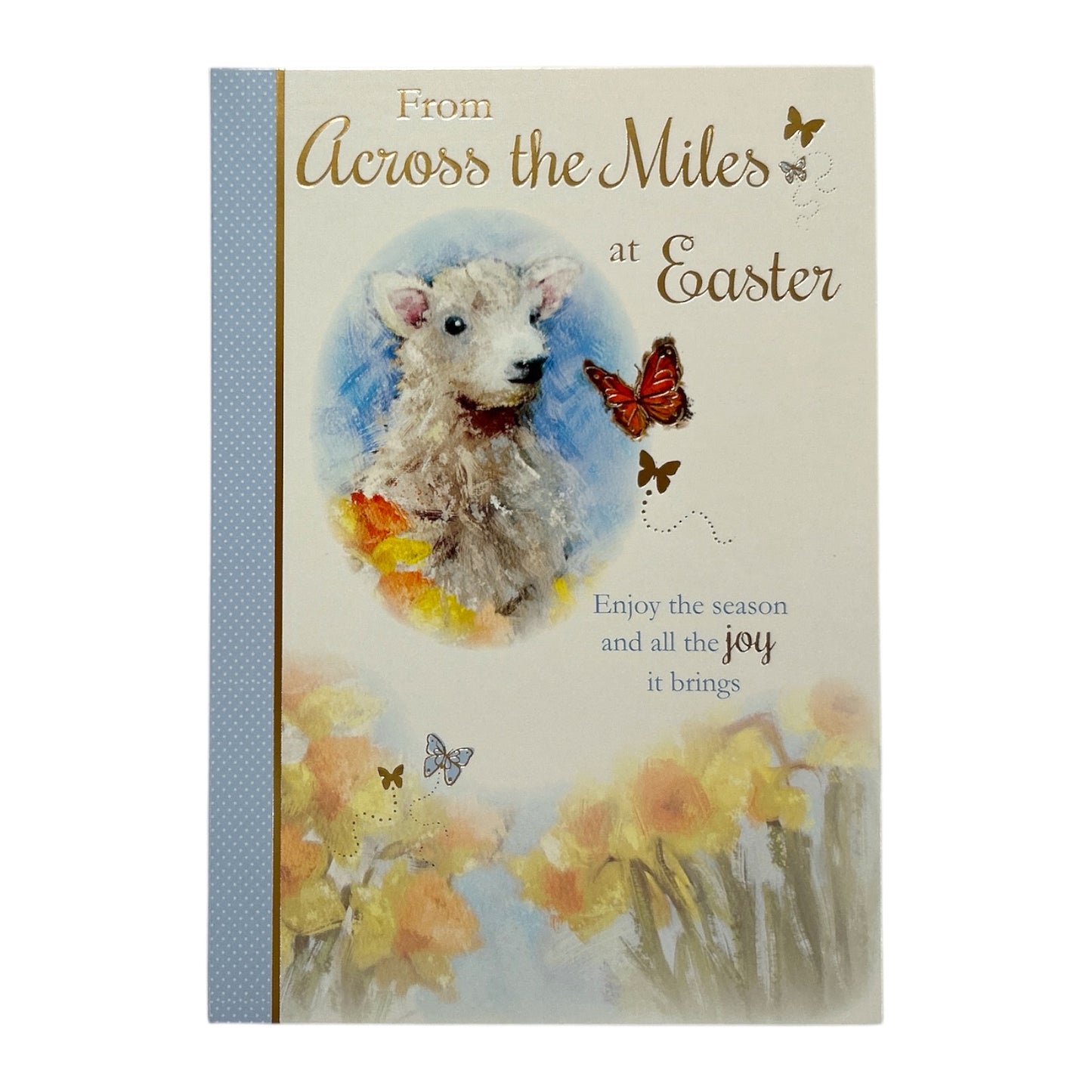 Across The Miles Cute Lamb Floral with Butterfly Design Easter Card