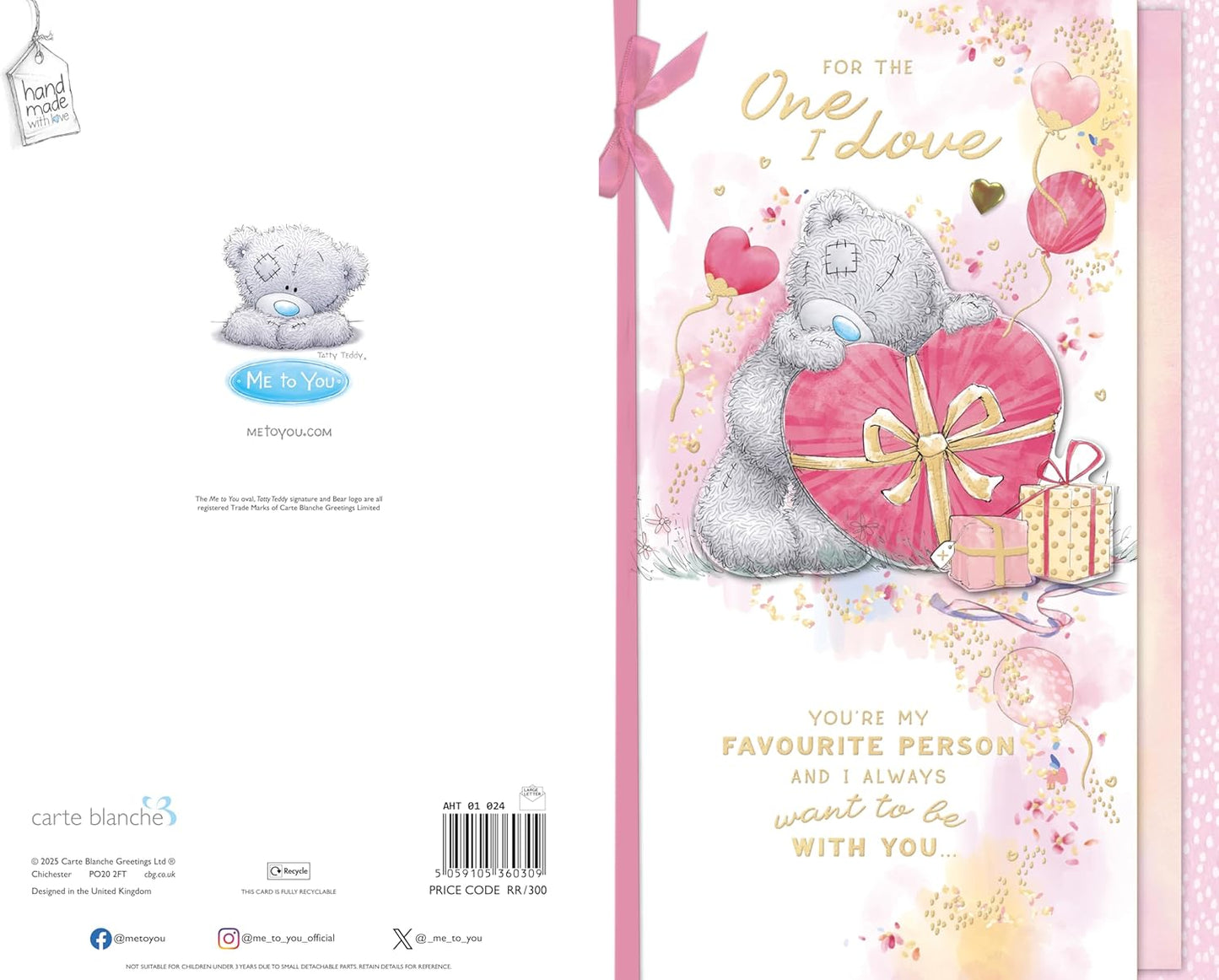 Bear With Heart One I Love Luxury Handmade Birthday Card