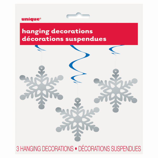 Pack of 3 26" Christmas Snowflake Hanging Swirl Decorations