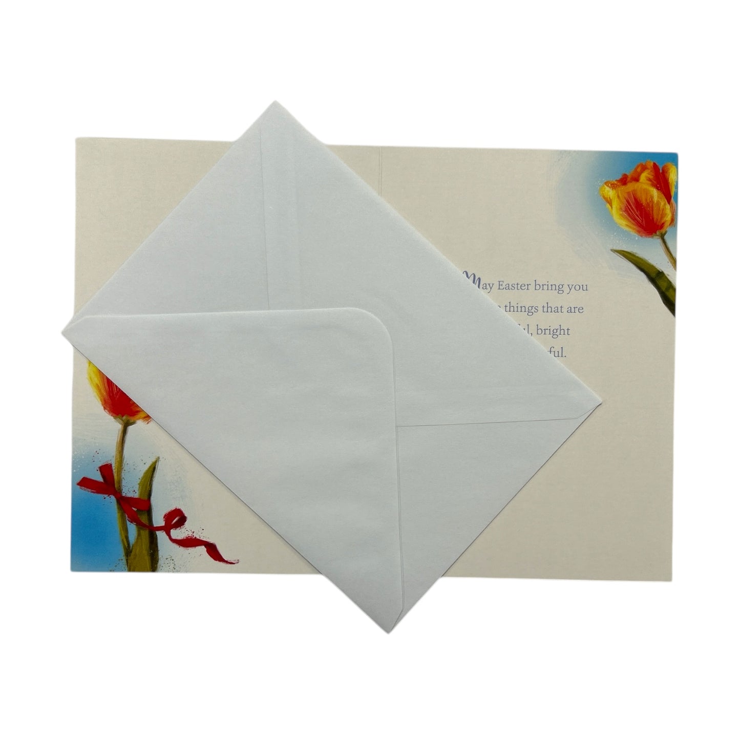 With Best Wishes Warm Thoughts Beautiful Yellow Tulip Flower Design Easter Card