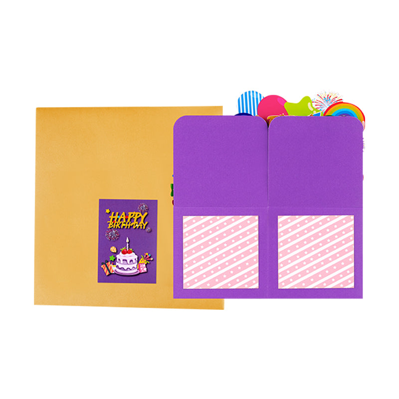 Rainbow Wishes 3D Pop Up Birthday Box Card - Fireworks Cake Balloons Surprise Gift Box