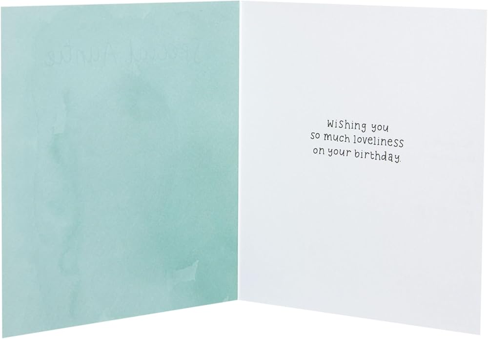 Character Holding Bouquet Auntie Birthday Card