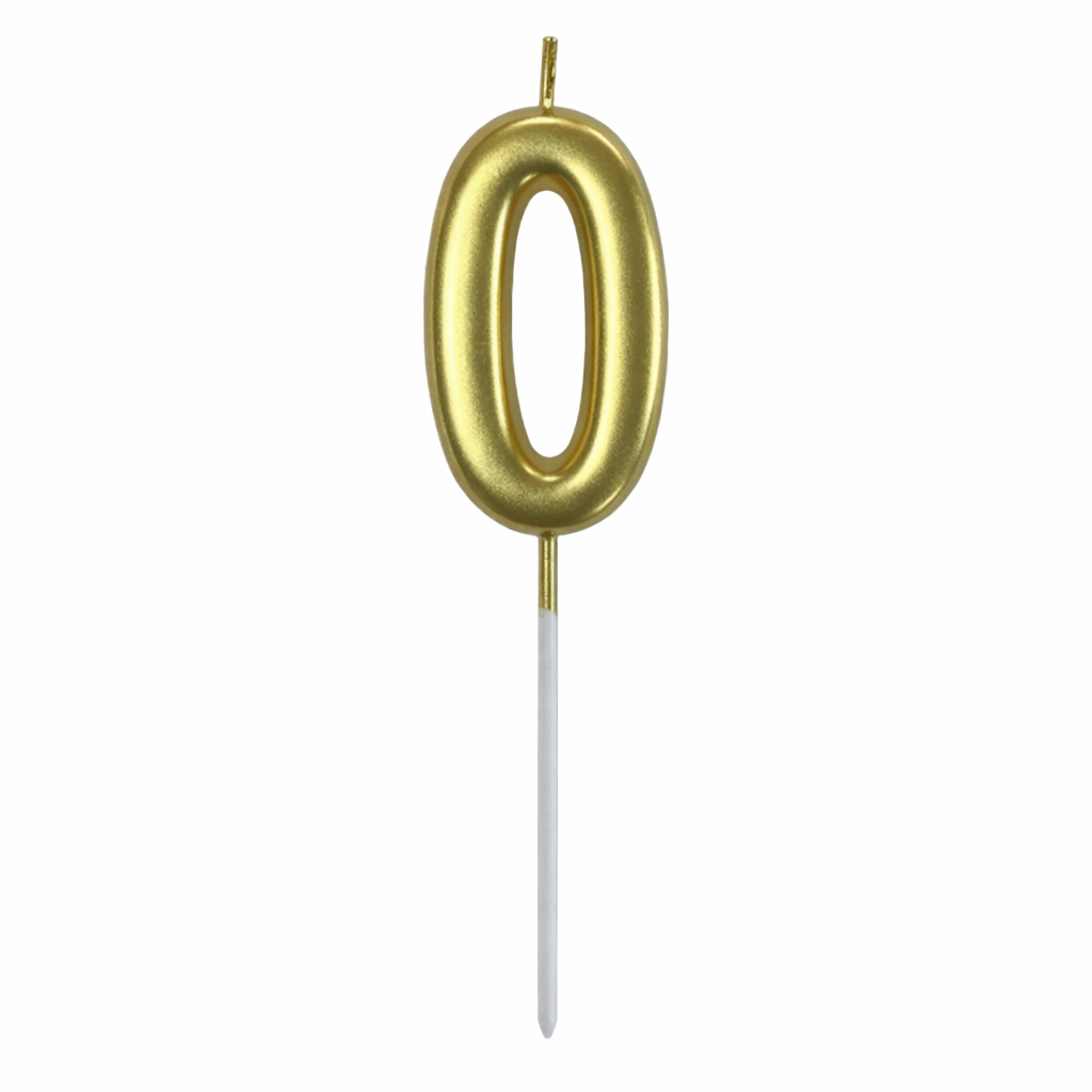 0 Number Gold Candle For Birthday Party - Cake Topper for Kids & Adults