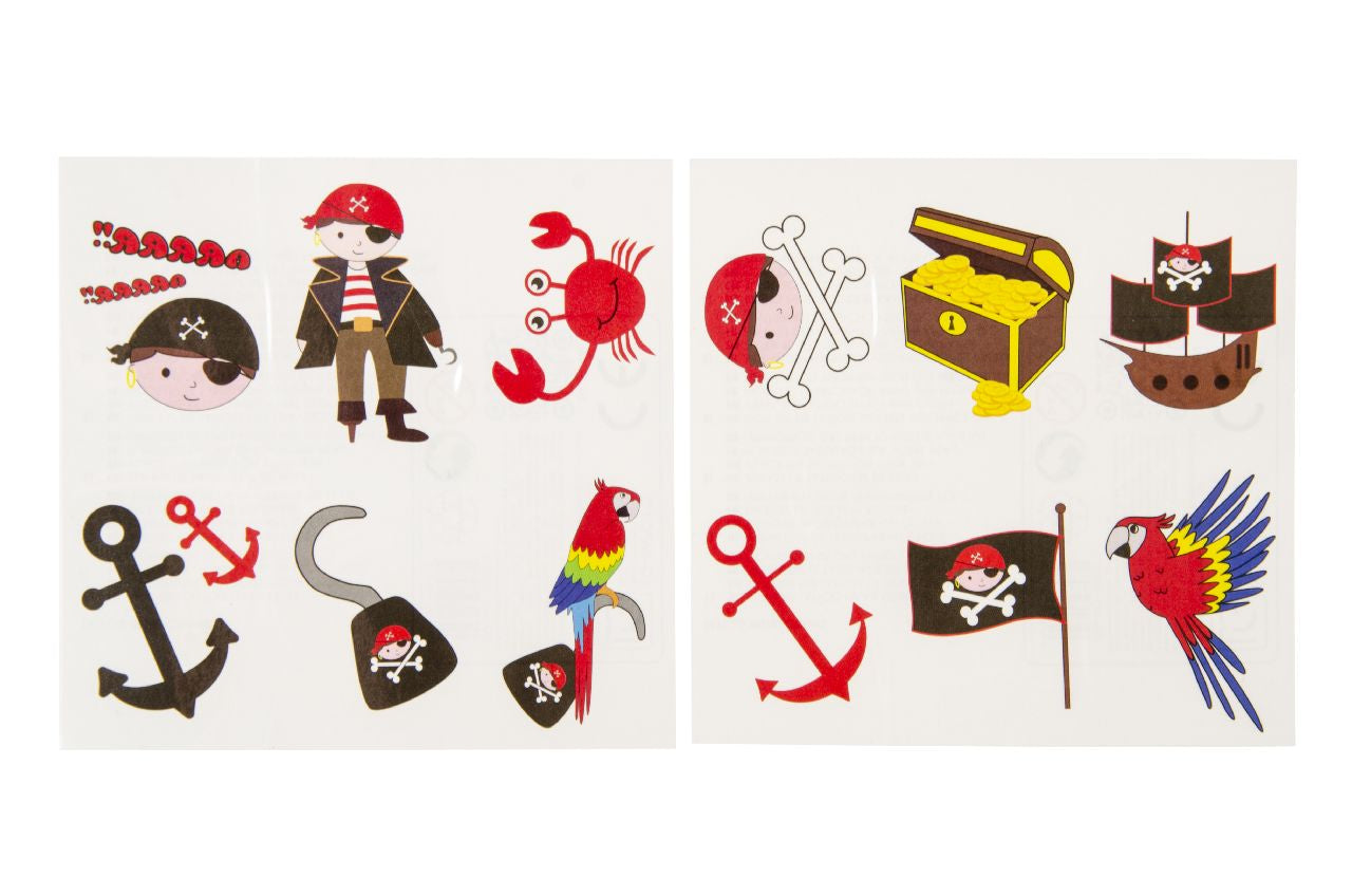 96 Pack of 6 Pieces Pirate Tattoos