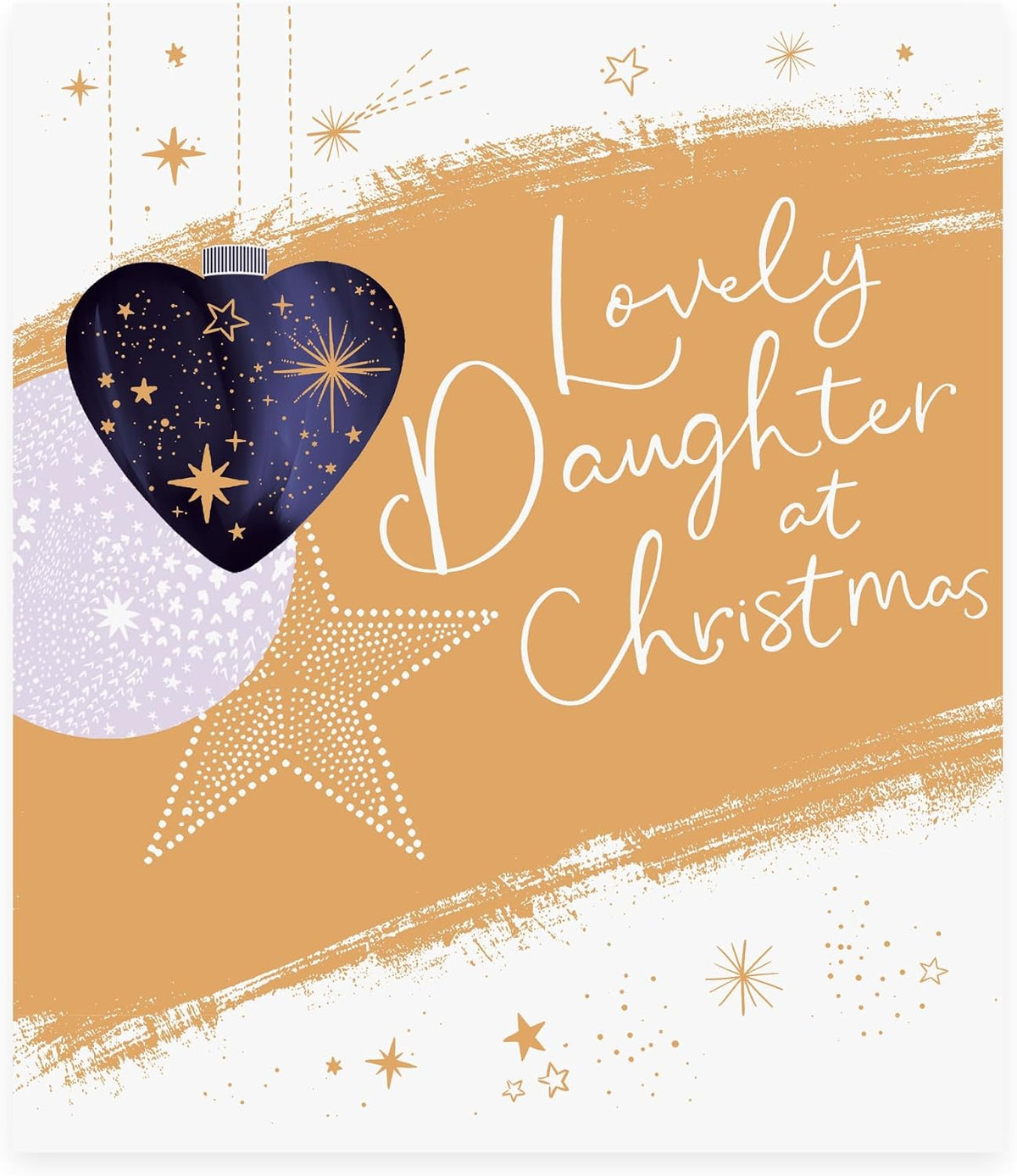 Baubles Heart Design Daughter Christmas Card