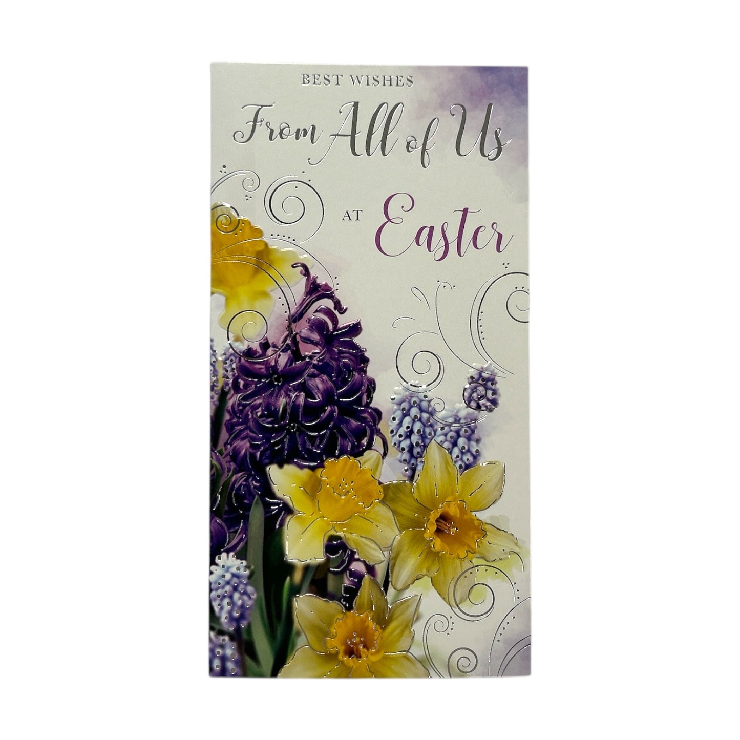 From All Of Us Lilac And Daffodils Flowers Design Easter Card