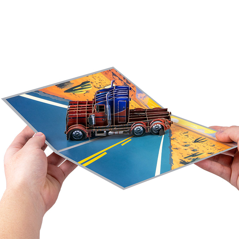 Highway Hero 3D Semi-Truck Pop Up Greeting Card
