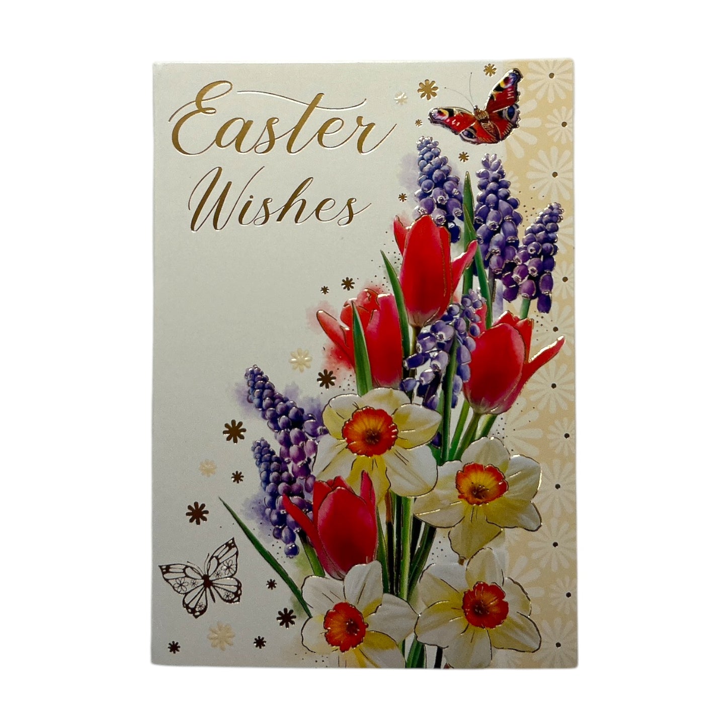Easter Wishes Floral And Butterflies Design Greeting Card