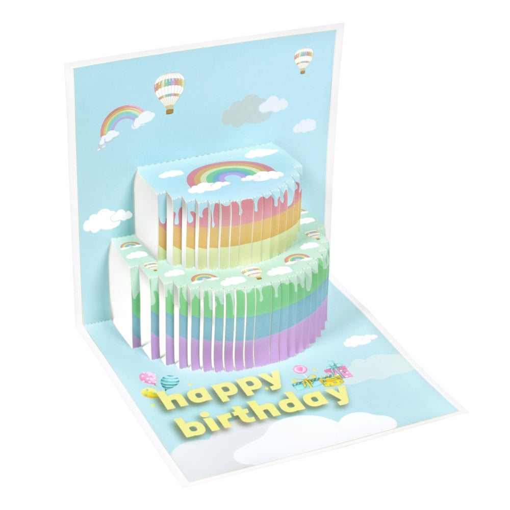 Rainbow Cake 3D Pop Up Birthday Card with Personalized Age Numbers