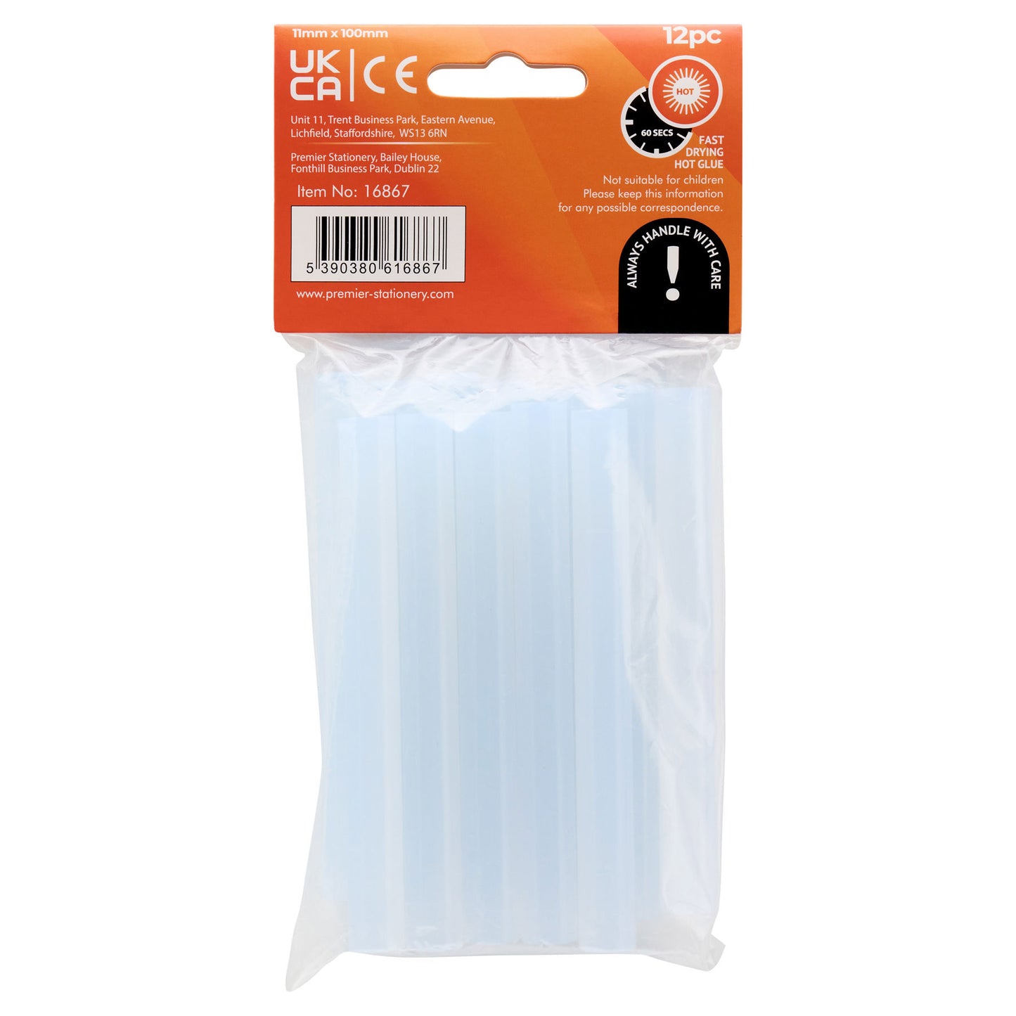 Pack of 12 Large 11x100mm Glue Gun Refills by Icon Craft