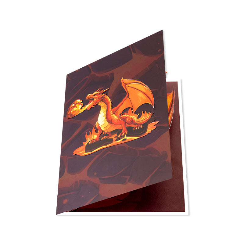 Rock Cracked Fire Breathing Dragon 3D Pop Up Greeting Card - Birthday Father's Valentine