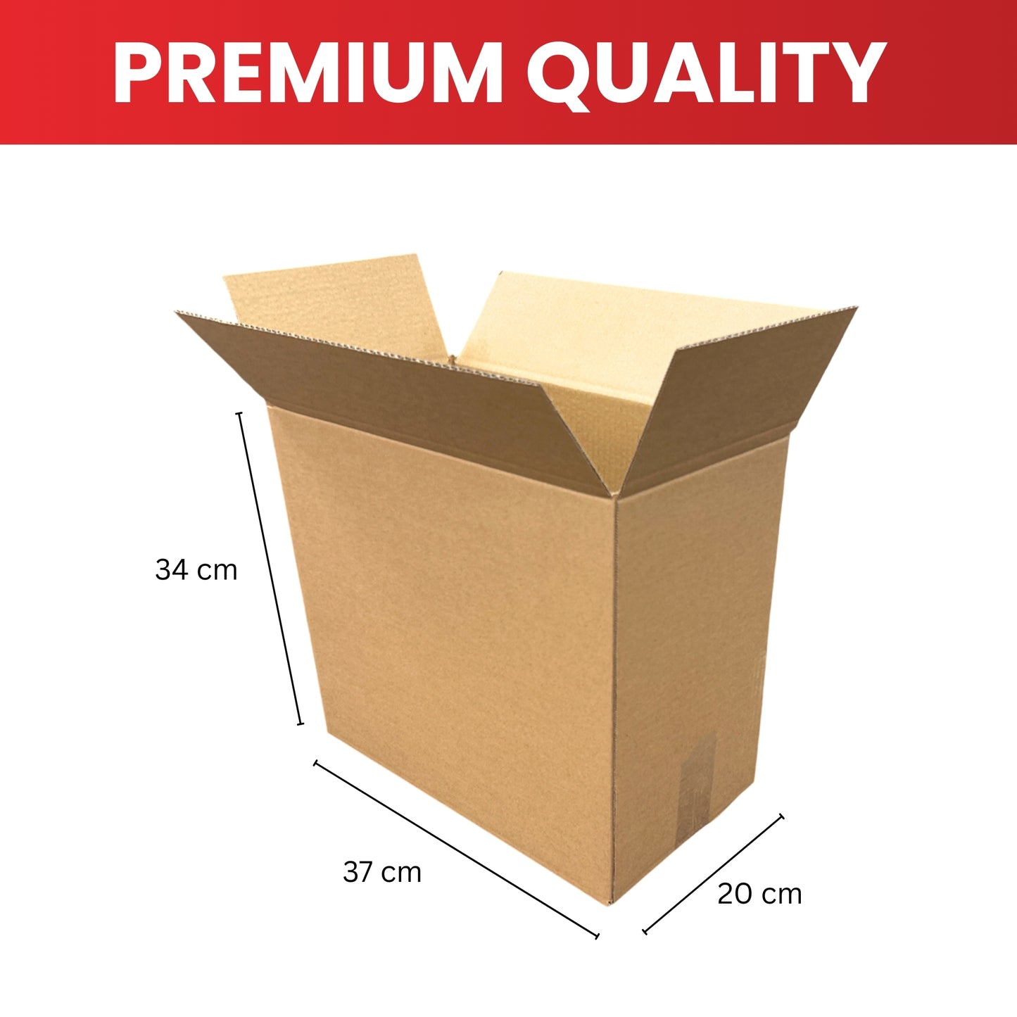 Pack of 10 Cardboard Packing Boxes 37x20x34cm — 3mm Corrugated Flute