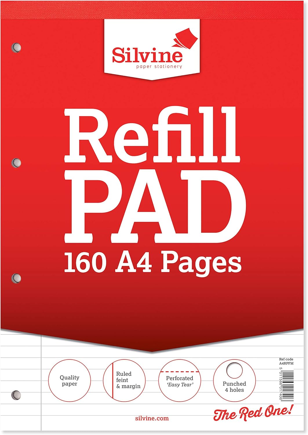 Pack of 6 A4 160 Pages 8mm Feint with Margin Refill Pads