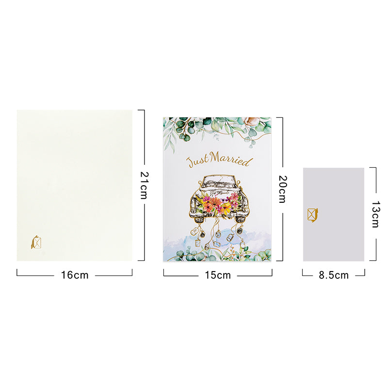 Vintage Car with Bride & Groom “Just Married” 3D Pop Up Wedding Congratulations Card
