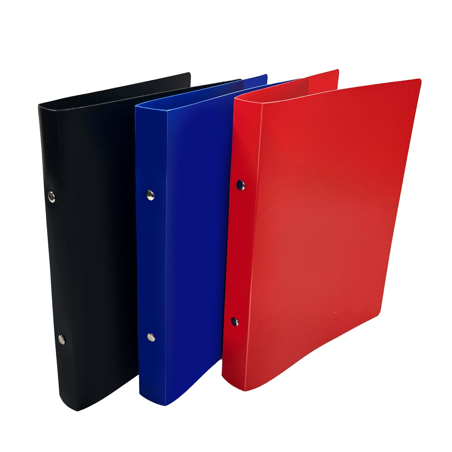 Pack of 3 A5 PP Ring Binders – 25mm Spine, 2 O-Ring Mechanism, 700 Micron Durable Cover – Red, Blue, Black