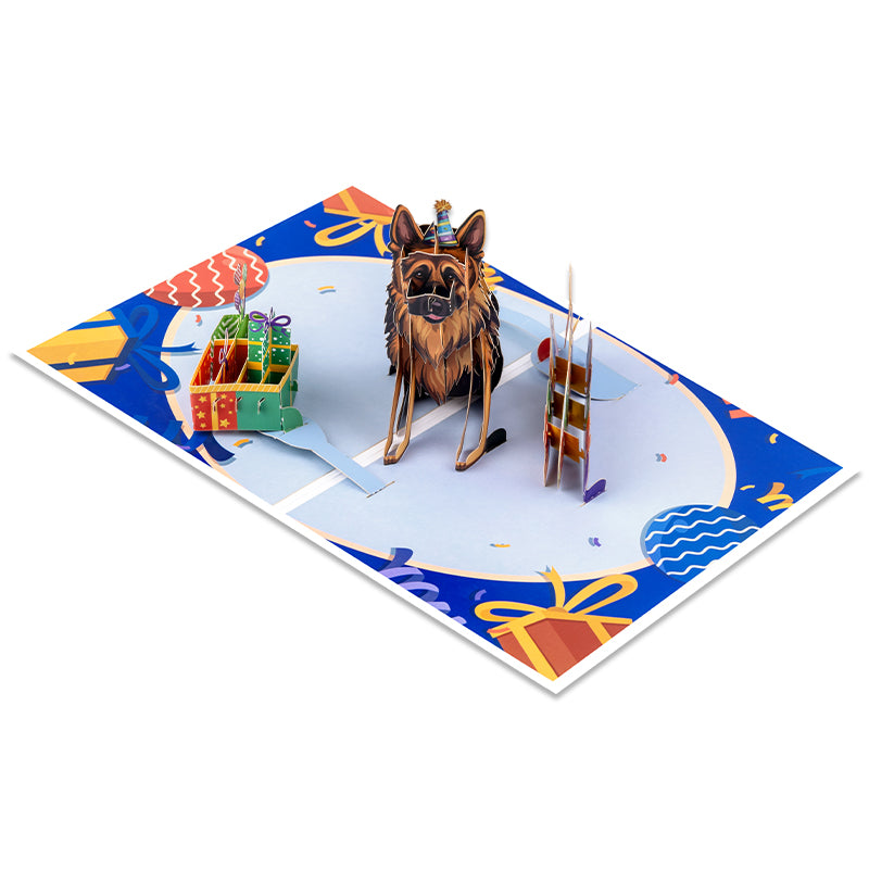 Paws & Presents 3D German Shepherd Pop Up Birthday Card