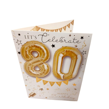 Let's Celebrate 80th Happy Birthday Balloon Boutique Greeting Card