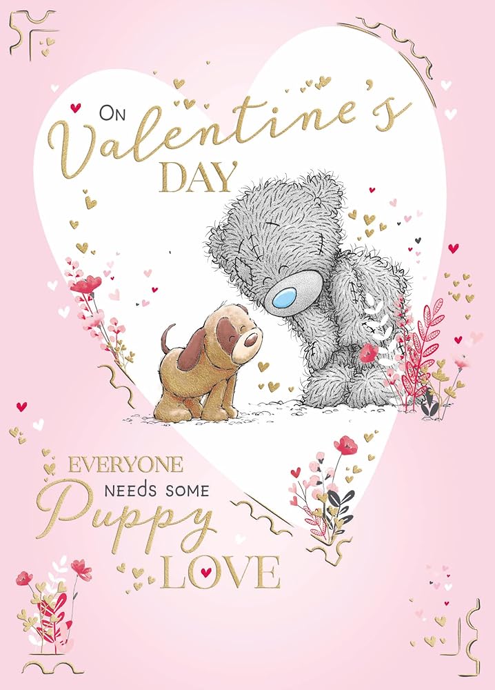 Bear With Puppy From The Dog Valentine's Day Card