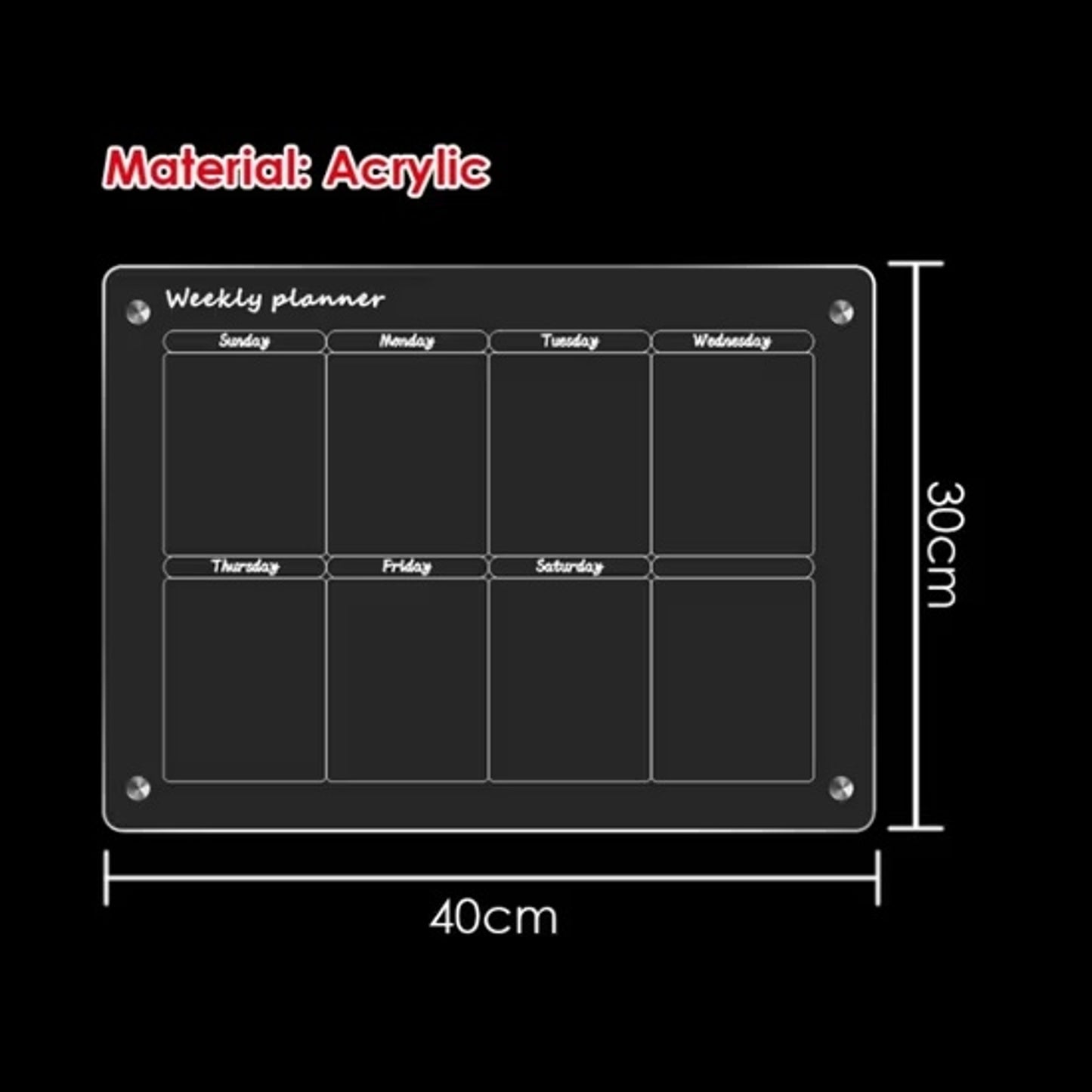 Glass Dry Erase Magnet Whiteboard Weekly Planner for Refrigerator