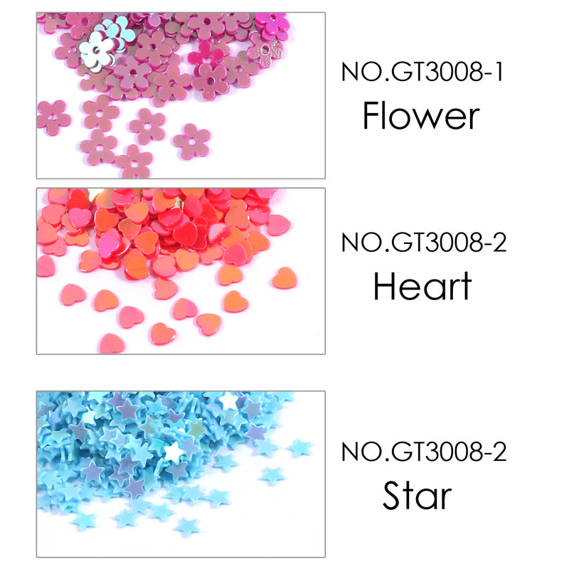 Pack of 12 Assorted Colours Cosmetic Puff Heart Shape Glitter 7g