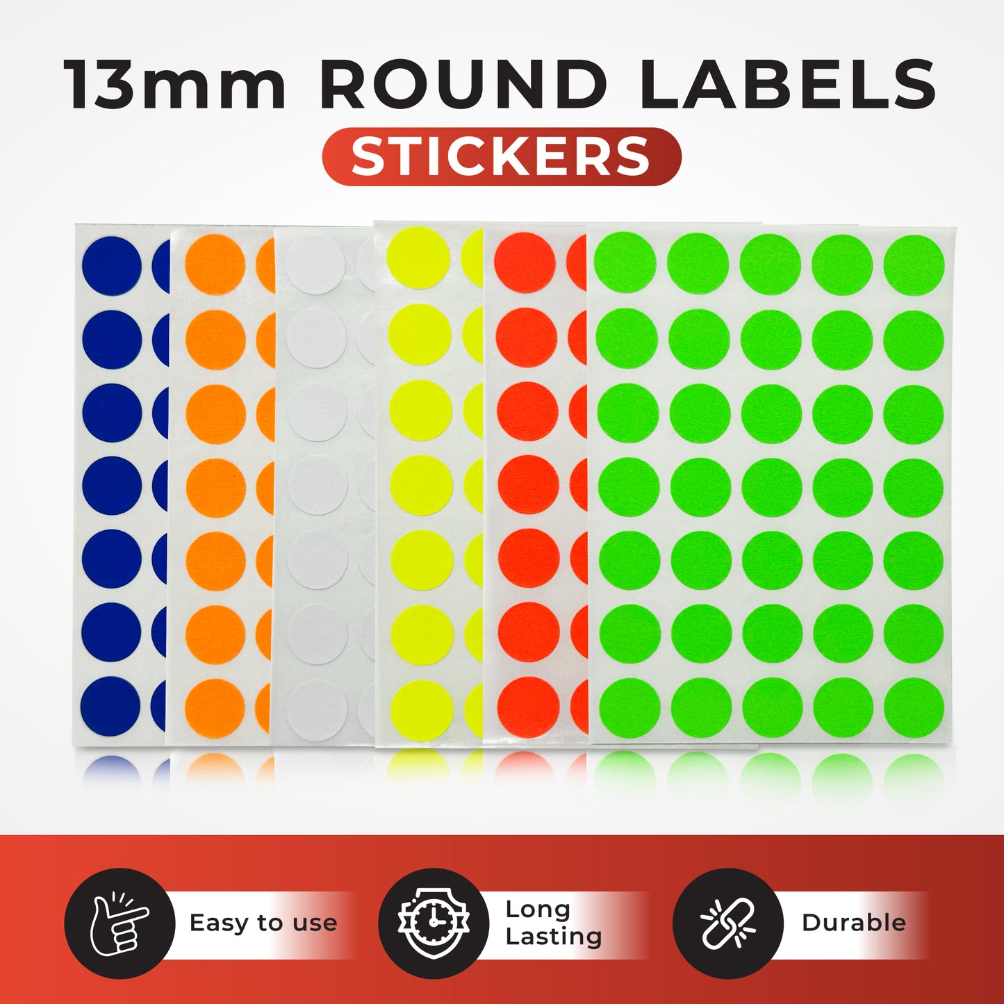 Pack of 280 White 13mm Round Labels - Stickers