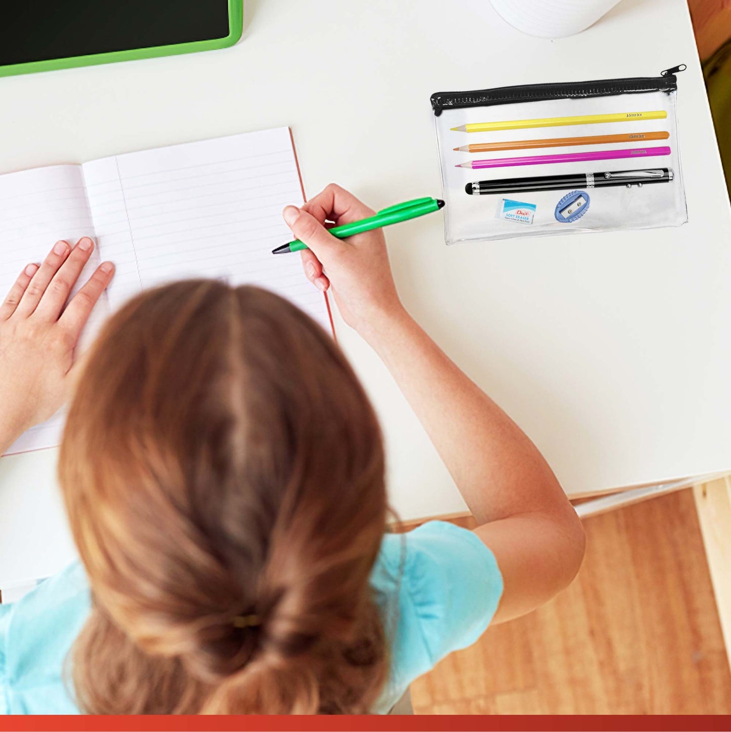 Pack of 2 Janrax 8x5" Yellow Zip Clear Exam Pencil Cases