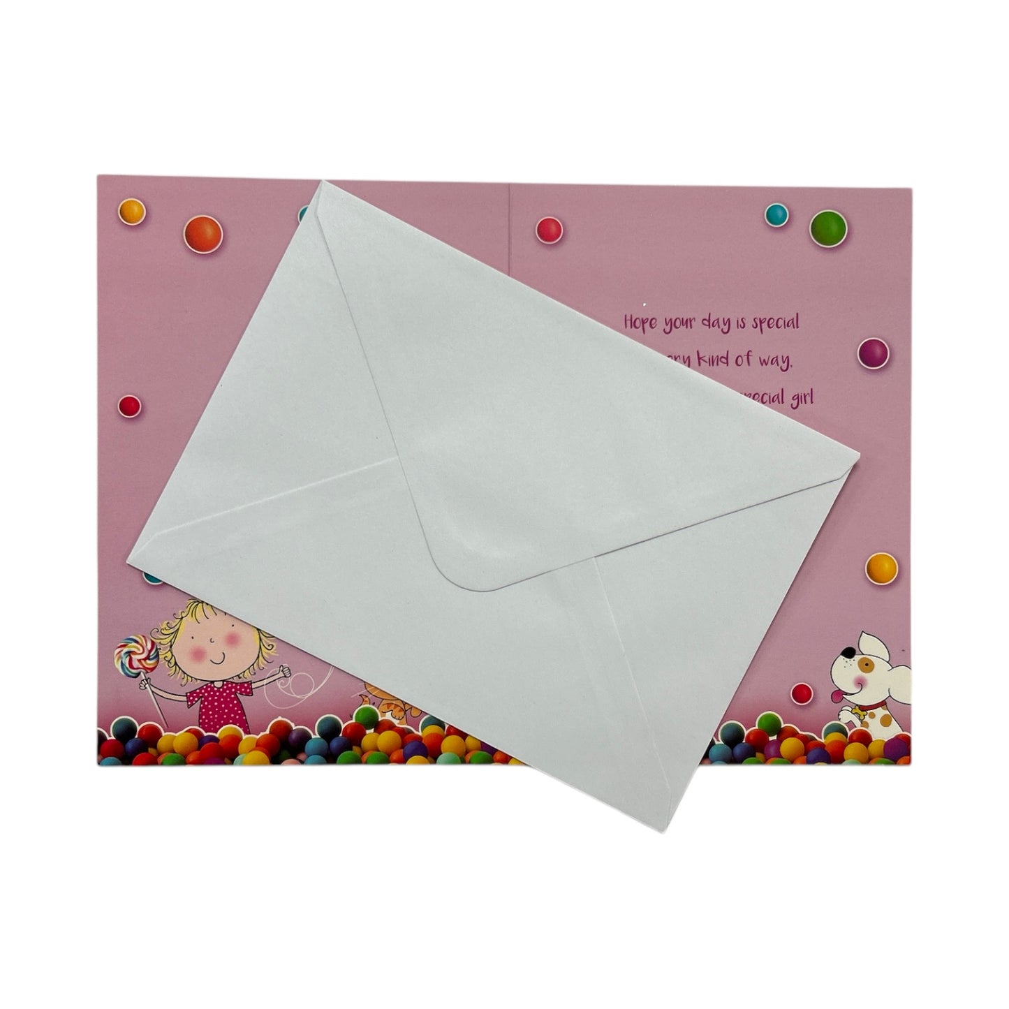 Age 2 Girl With Balloons Colourful Design Juvenile Birthday Card