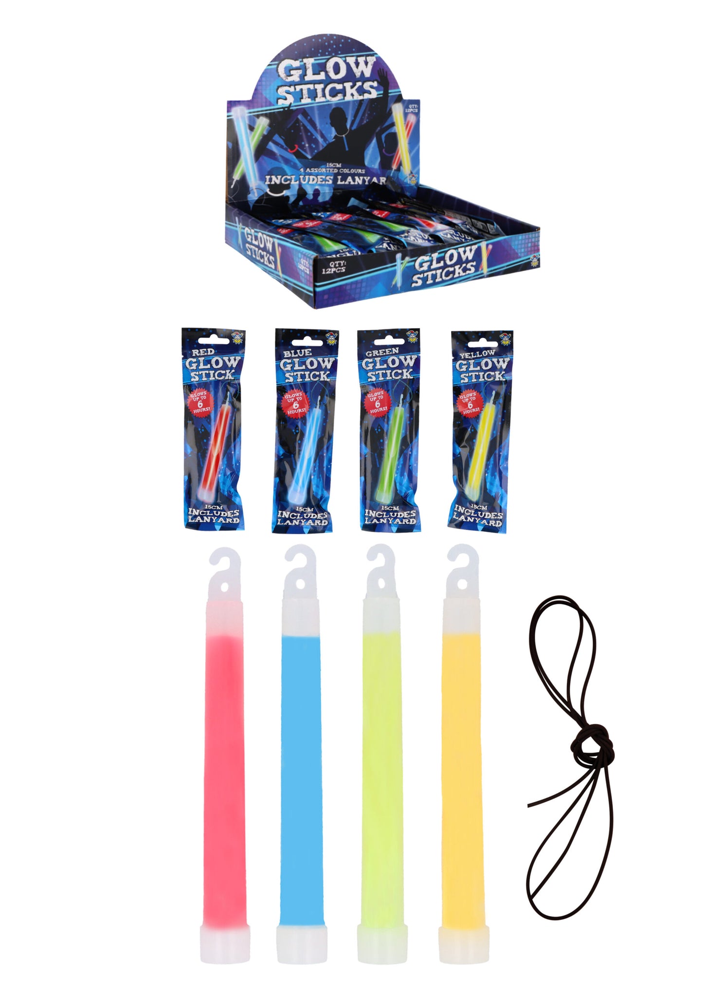 Single Glow Sticks (15cm) with Lanyards
