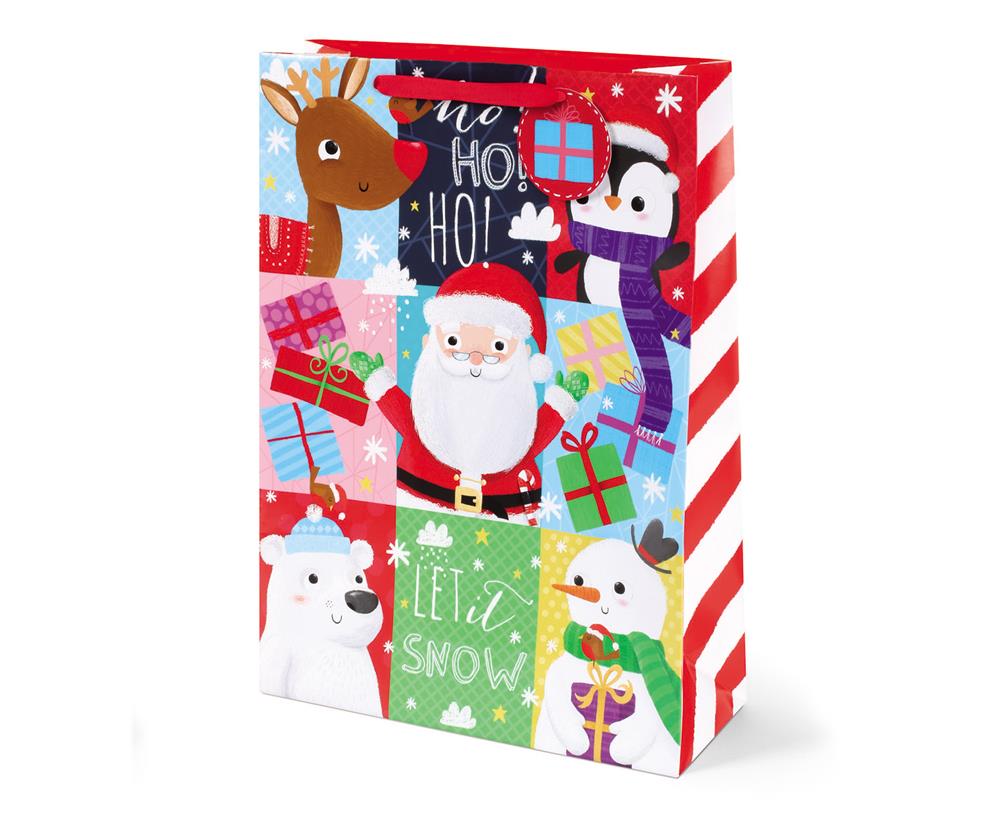 Pack of 12 Christmas Santa And Friends Design Extra Large Gift Bags