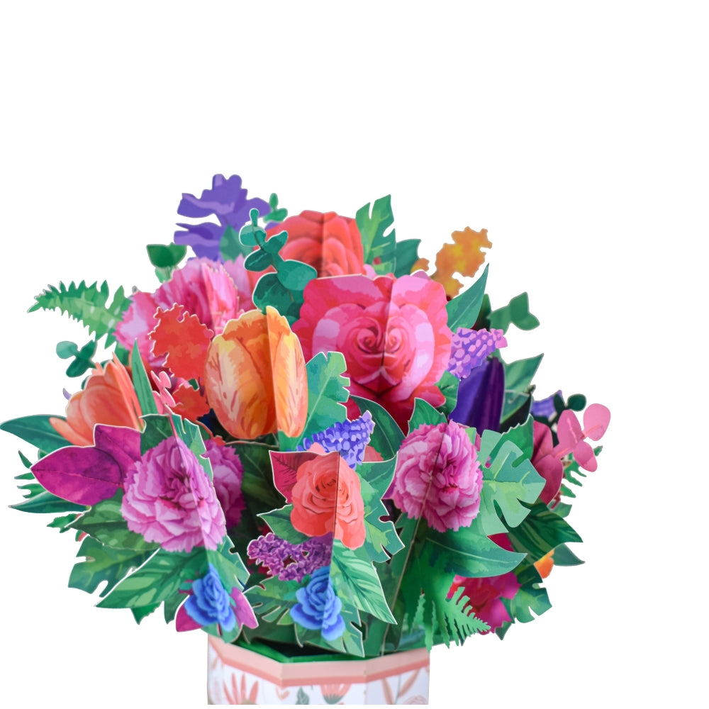 Vibrant Florals Bouquet Bliss 3D Pop-Up Greeting Card - Mother's Day Thank You Birthday