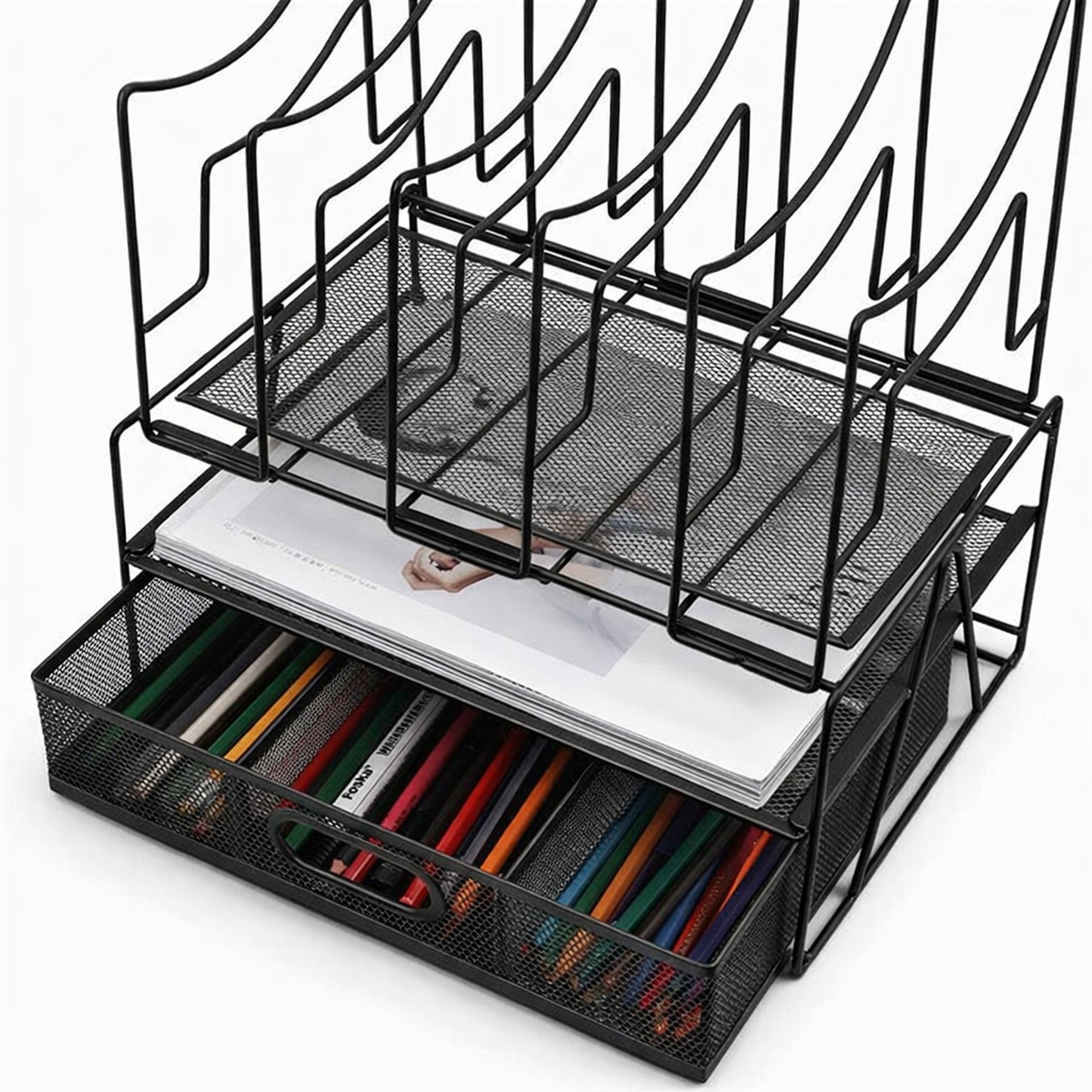 Black Desk Storage Rack Drawer-style File Document Organizer 32 × 23 × 31.3 cm