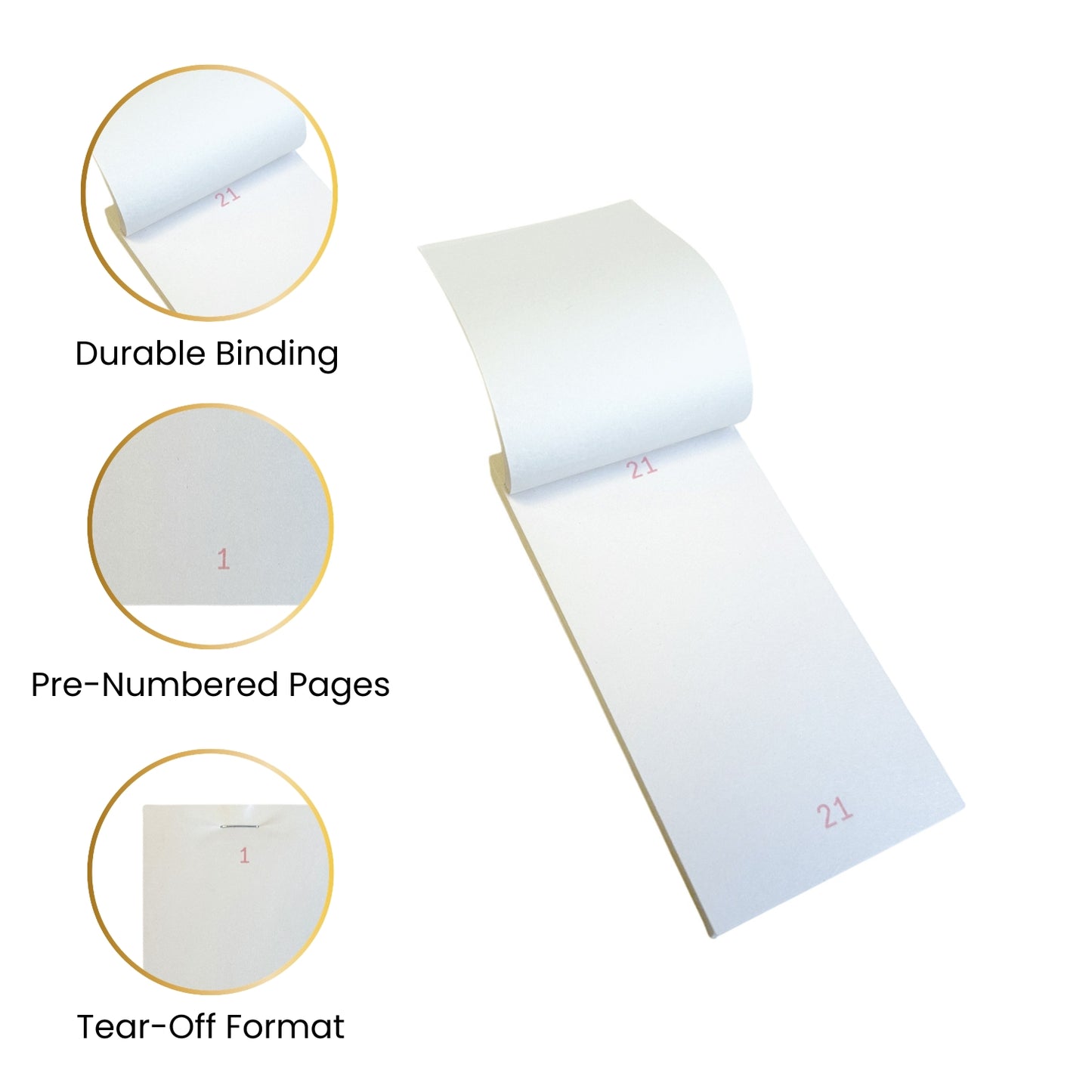 Pack of 10 63mm x 127mm Plain White Numbered Service Pads