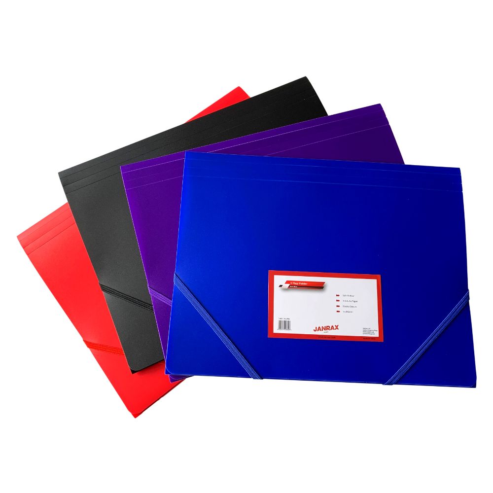 Pack of 12 A4 Blue 3 Flap Folders with Elasticated Closure
