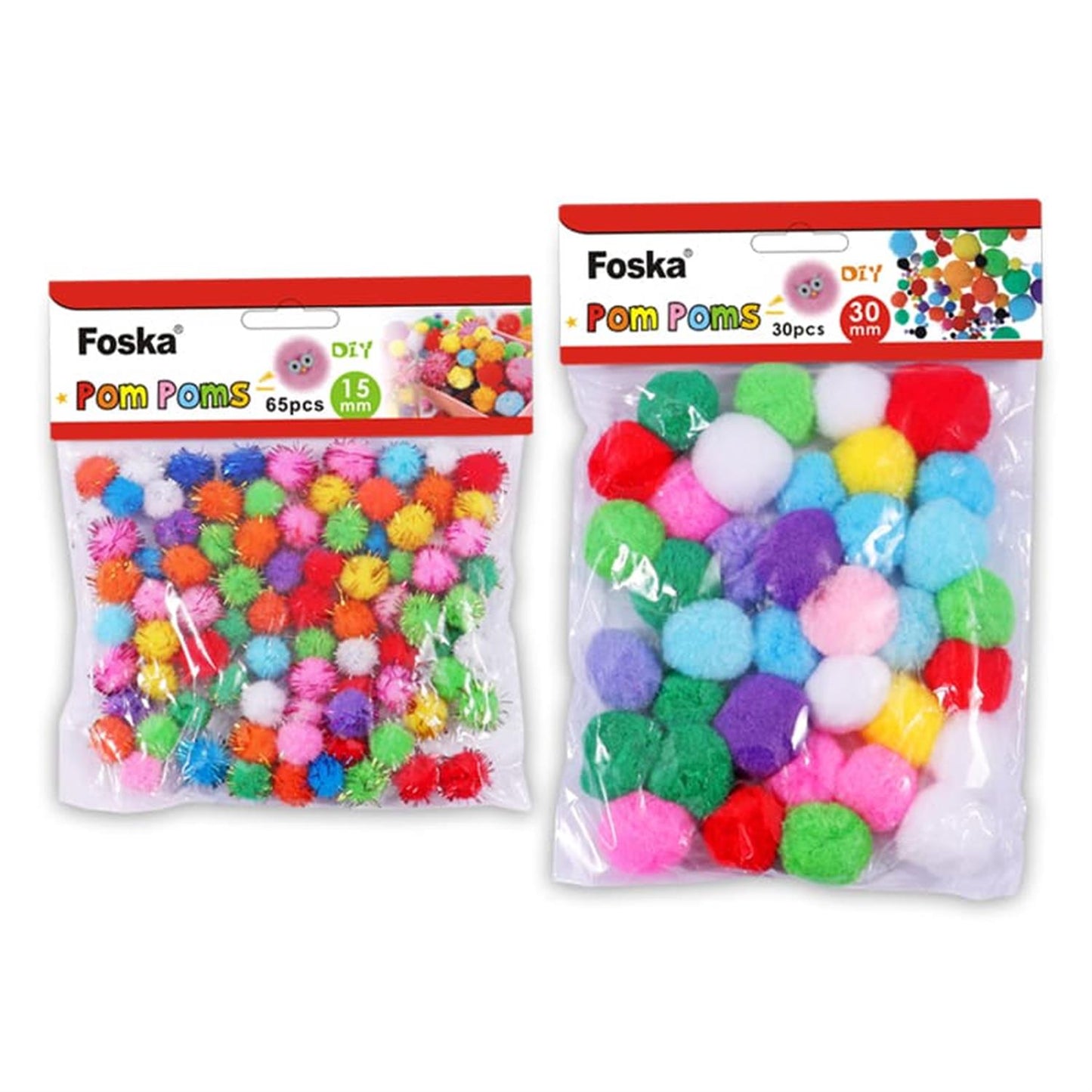 Bag of 35 Pieces 2cm Colorful Flash Pom Pom Balls