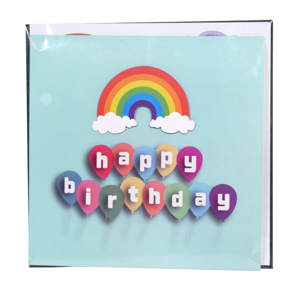 Rainbow Cake 3D Pop Up Birthday Card with Personalized Age Numbers