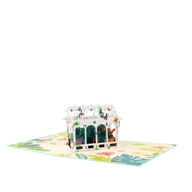 Blooming Haven Botanical 3D Greenhouse 3D Pop Up Greeting Card