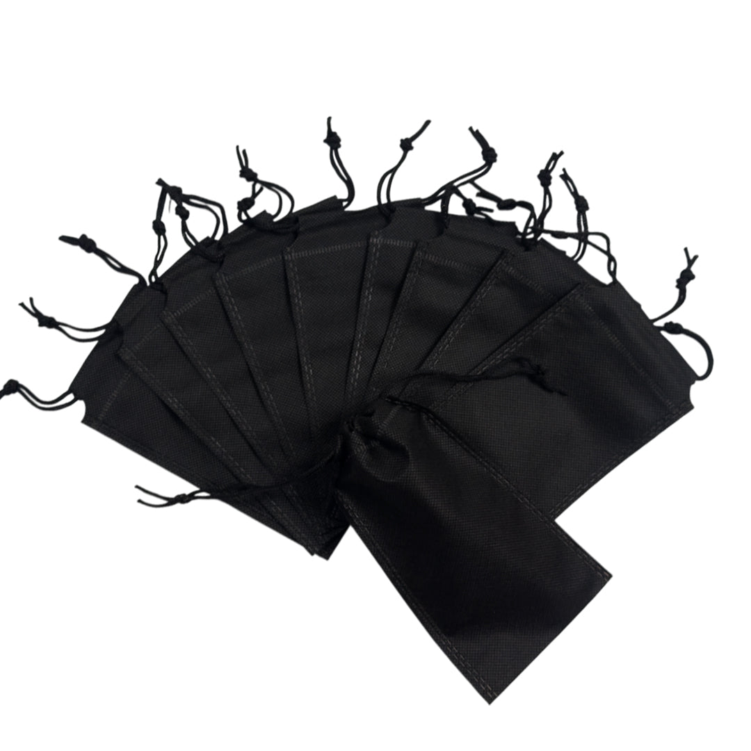 Pack of 100 Black Coloured 19x10cm Non-Woven Drawstring Bags