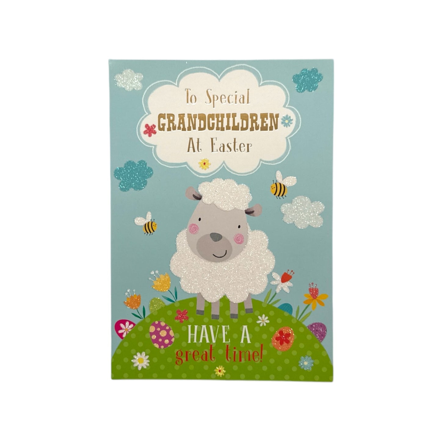 To Special Grandchildren Cute Lamb With Bees Design Easter Card