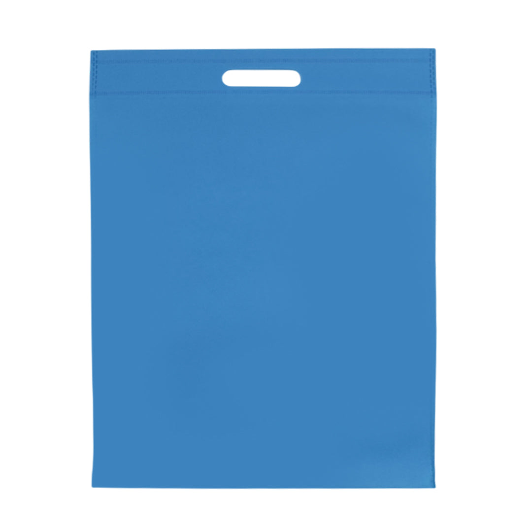 Pack of 100 Light Blue Coloured 45x35cm Non-Woven Patch Handle Bags