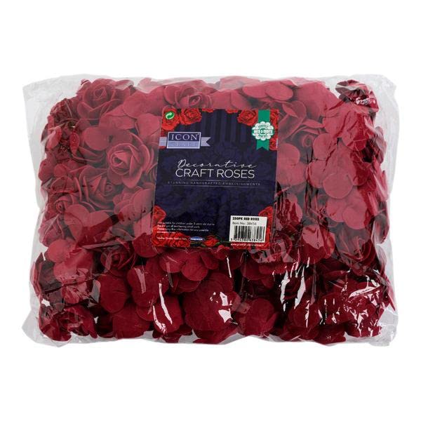 Pack of 250 Dark Red Decorative Craft Roses by Icon Craft