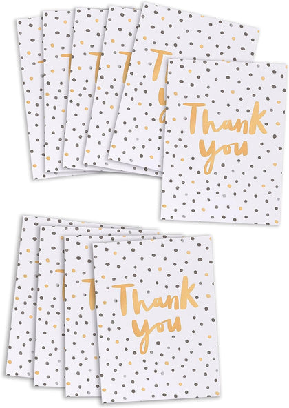 Black & Gold Spotty Design Multipack of 10 Thank You Cards with Envelopes
