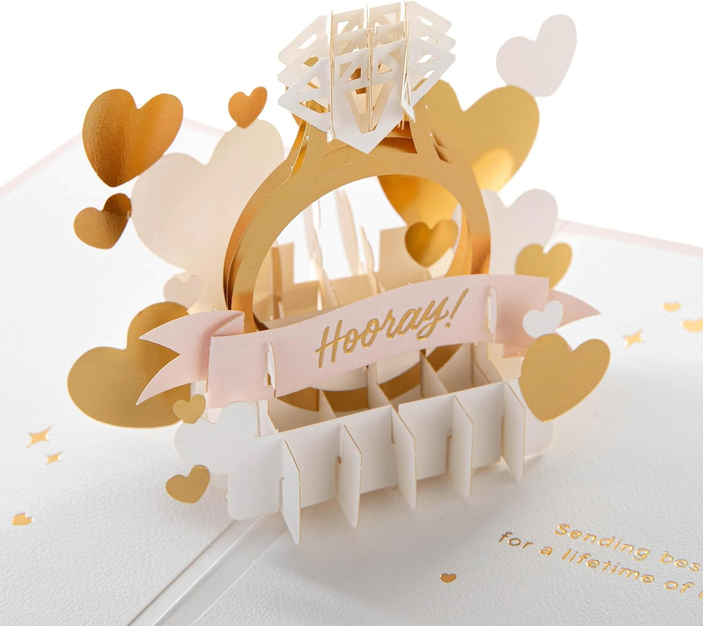 3D Gold Ring Pop Up Design Engagement Congratulations Celebration Card