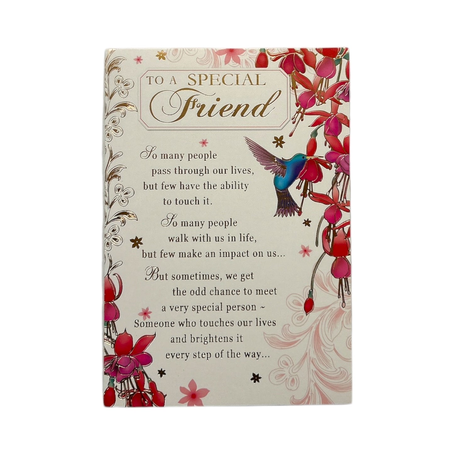 Special Friend Bird And Red Flower Design Greeting Card