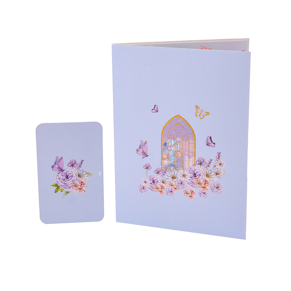 Blue Butterfly and Flowers 3D Pop Up Greeting Card